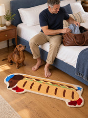 Classic Dachshund Hot Dog Runner Rug — bedroom scene