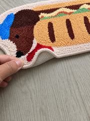 Classic Dachshund Hot Dog Runner Rug — backing detail