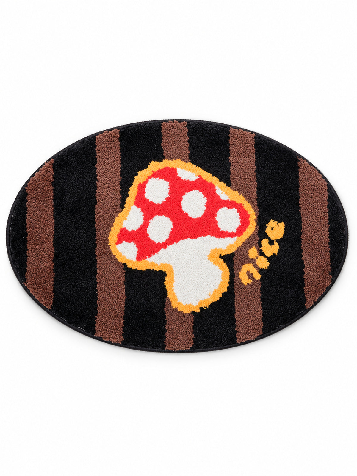 Storybook Mushroom Striped Bath Mat on a white background