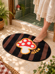 Storybook Mushroom Striped Bath Mat — bathroom scene