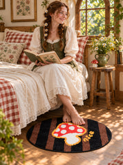 Storybook Mushroom Striped Bath Mat — bedroom scene