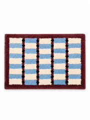 Sage Cocoa Grid Geometric Bath Mat — white main