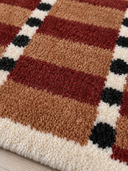 Sage Cocoa Grid Geometric Bath Mat — surface detail