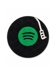 Midnight Vinyl Record Round Accent Rug on a white background