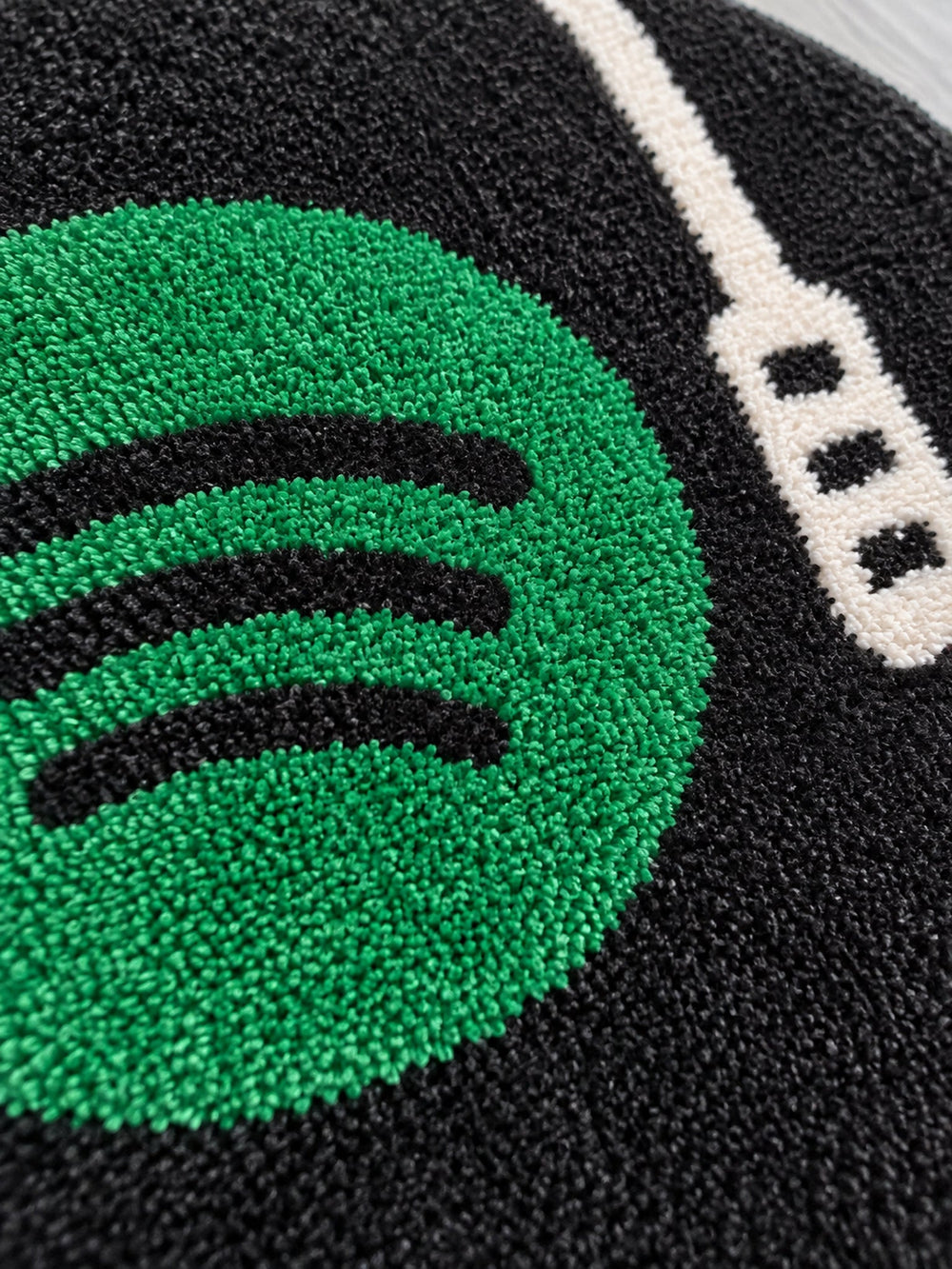 Midnight Vinyl Record Round Accent Rug — surface study