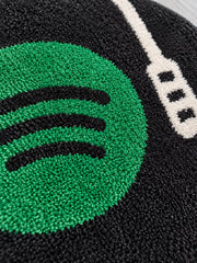 Midnight Vinyl Record Round Accent Rug — surface study