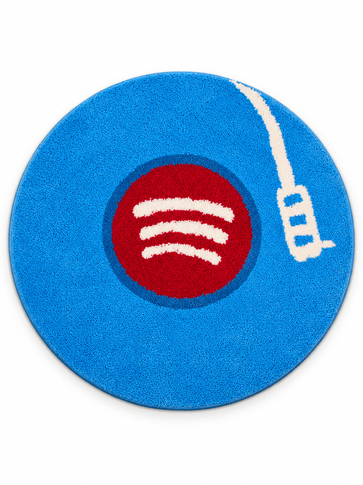 Midnight Vinyl Record Round Accent Rug — white main