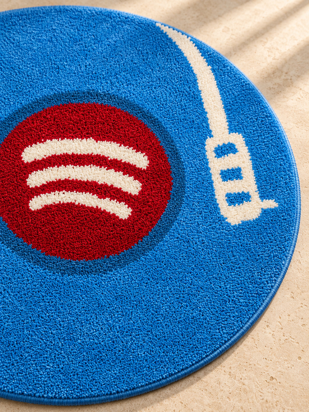 Midnight Vinyl Record Round Accent Rug — surface study