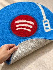 Midnight Vinyl Record Round Accent Rug — backing detail