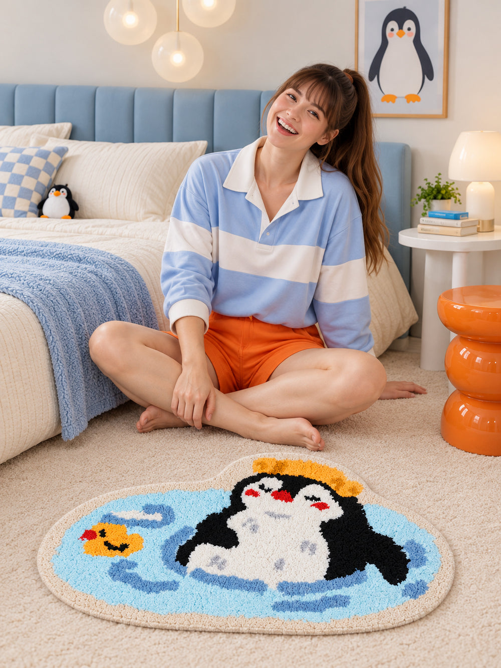 Penguin Bubble Bath Mat — Bedroom scene