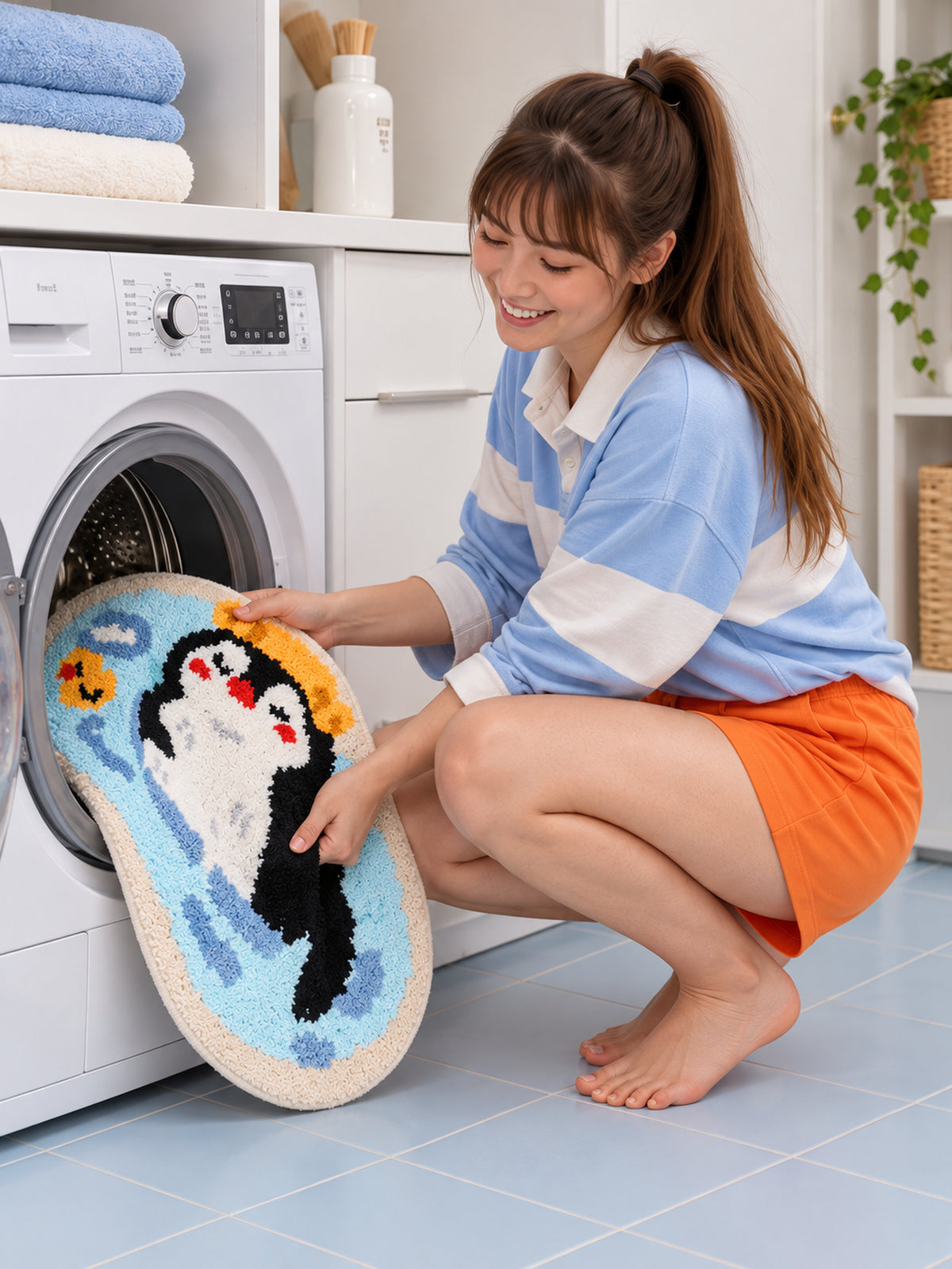 Penguin Bubble Bath Mat — Care scene