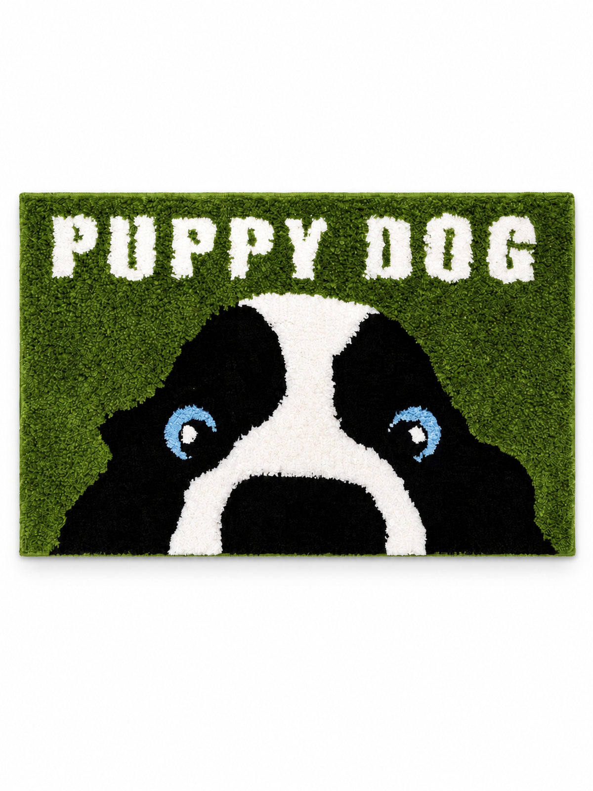Peekaboo Puppy Green Bath Mat on a white background