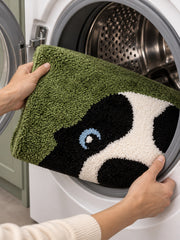 Peekaboo Puppy Green Bath Mat — machine wash