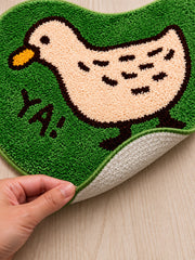Meadow Duck Shaped Bath Mat - Green — Textured backing