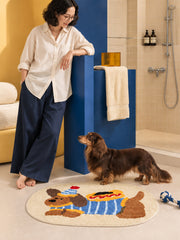 Hot Dog Dachshund Oval Bath Mat — bathroom scene