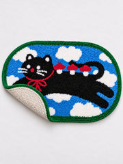 Red Ribbon Cat Cloud Bath Mat — backing detail