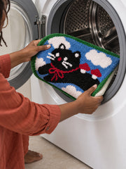 Red Ribbon Cat Cloud Bath Mat — machine wash
