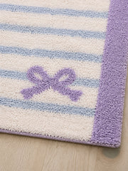 Ribbon Stripe Bow Bath Mat - Lavender — surface detail