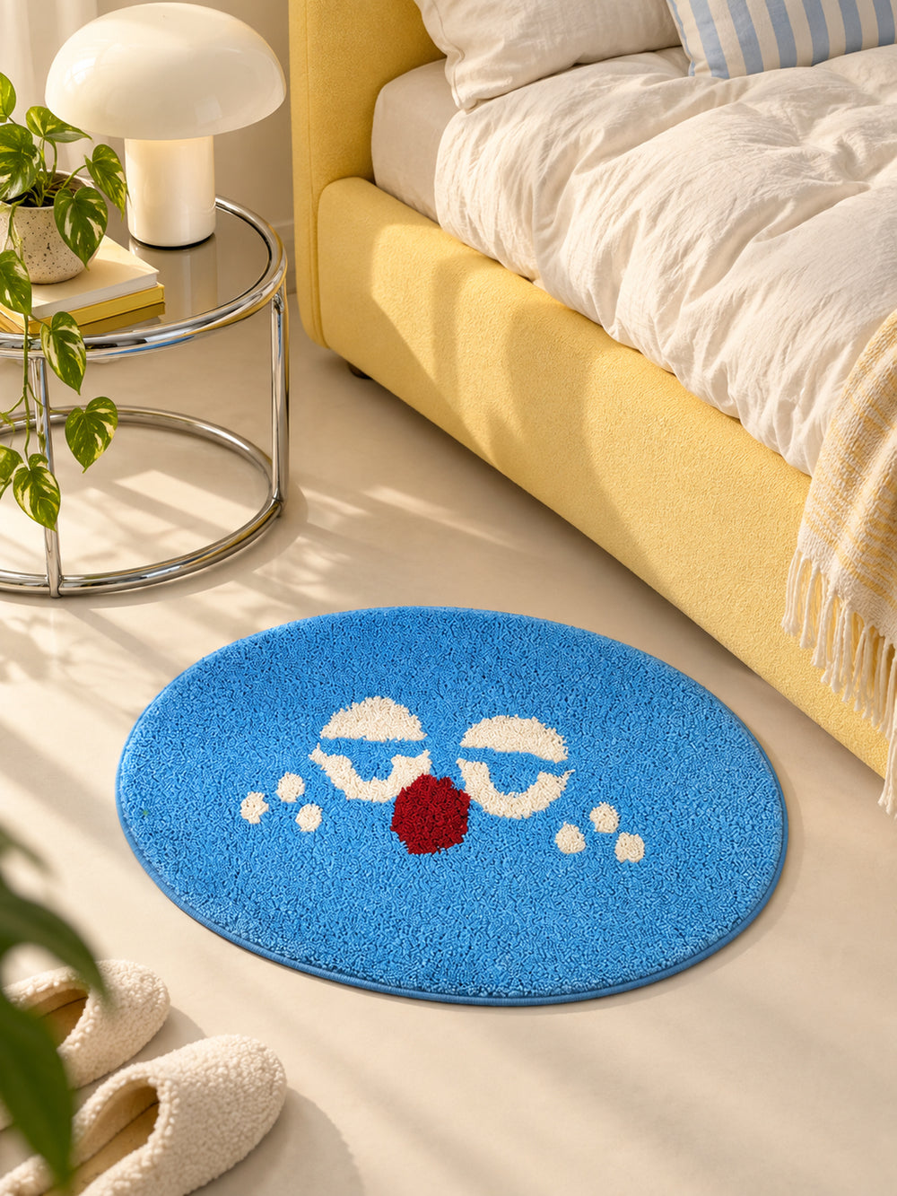 Sleepy Blue Face Oval Bath Mat — snooze club