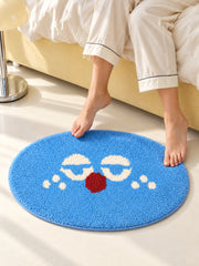 Sleepy Blue Face Oval Bath Mat — slow morning
