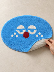 Sleepy Blue Face Oval Bath Mat — backing detail
