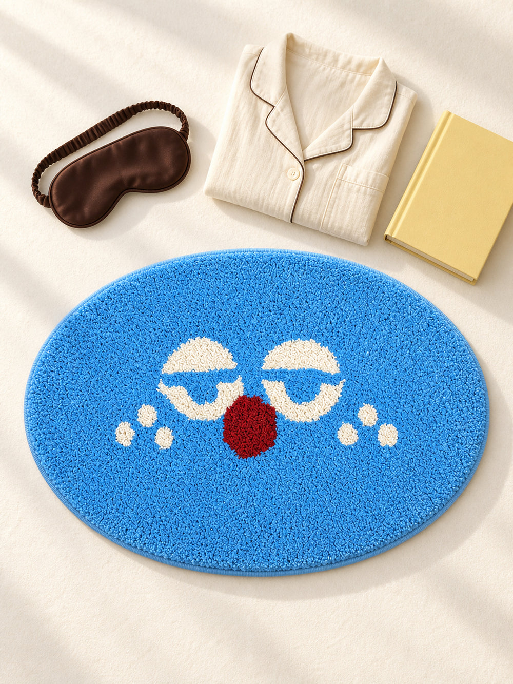 Sleepy Blue Face Oval Bath Mat — sleepy kit