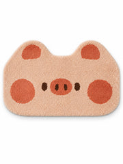 Blushing Piglet Face Bath Mat on a white background