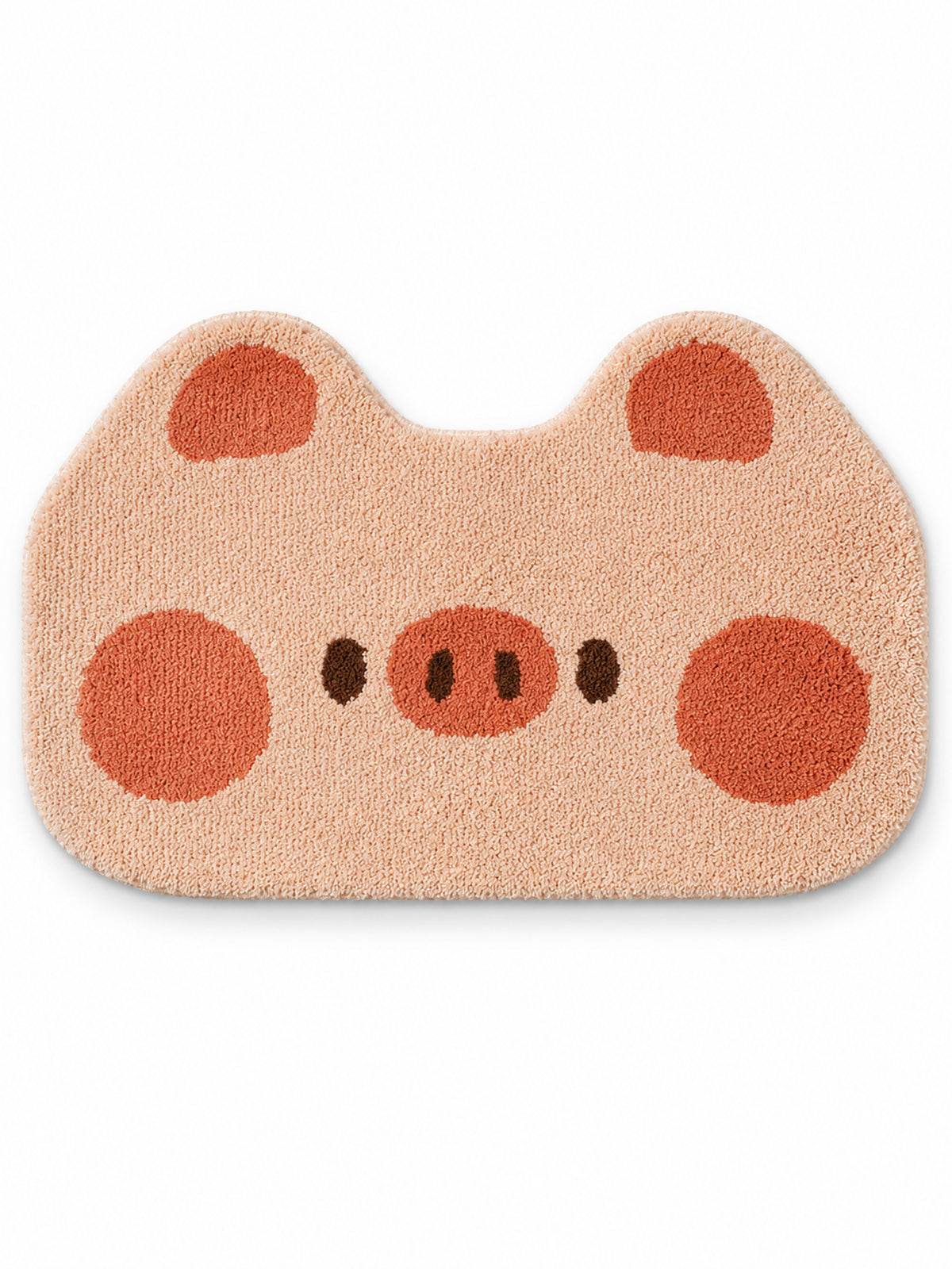 Blushing Piglet Face Bath Mat on a white background