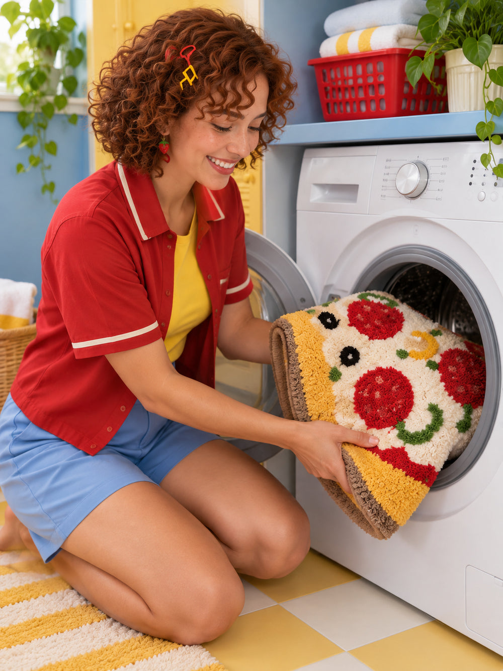 Pepperoni Pizza Slice Accent Rug — machine wash