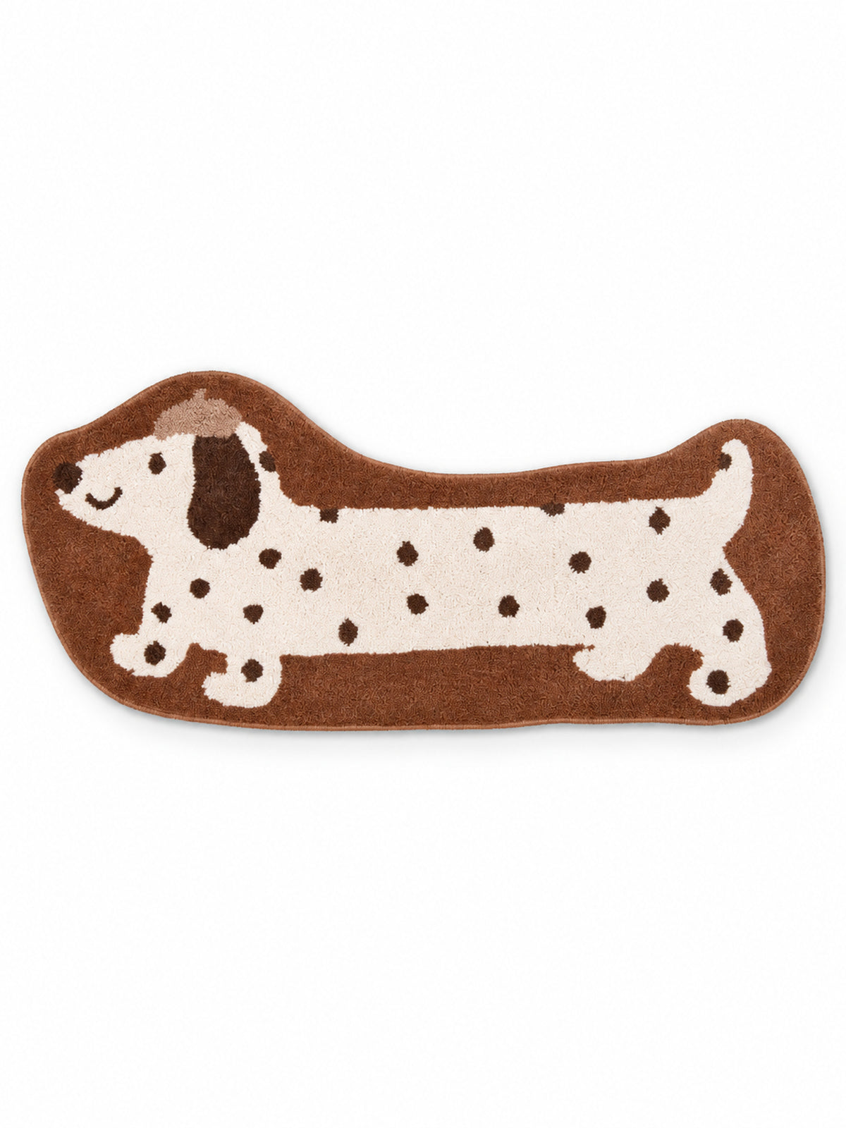 Long Dachshund Shaped Runner Rug - Spotted on a white background