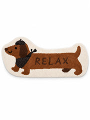 Long Dachshund Shaped Runner Rug - Spotted — white main