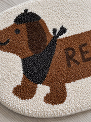 Long Dachshund Shaped Runner Rug - Spotted — surface detail
