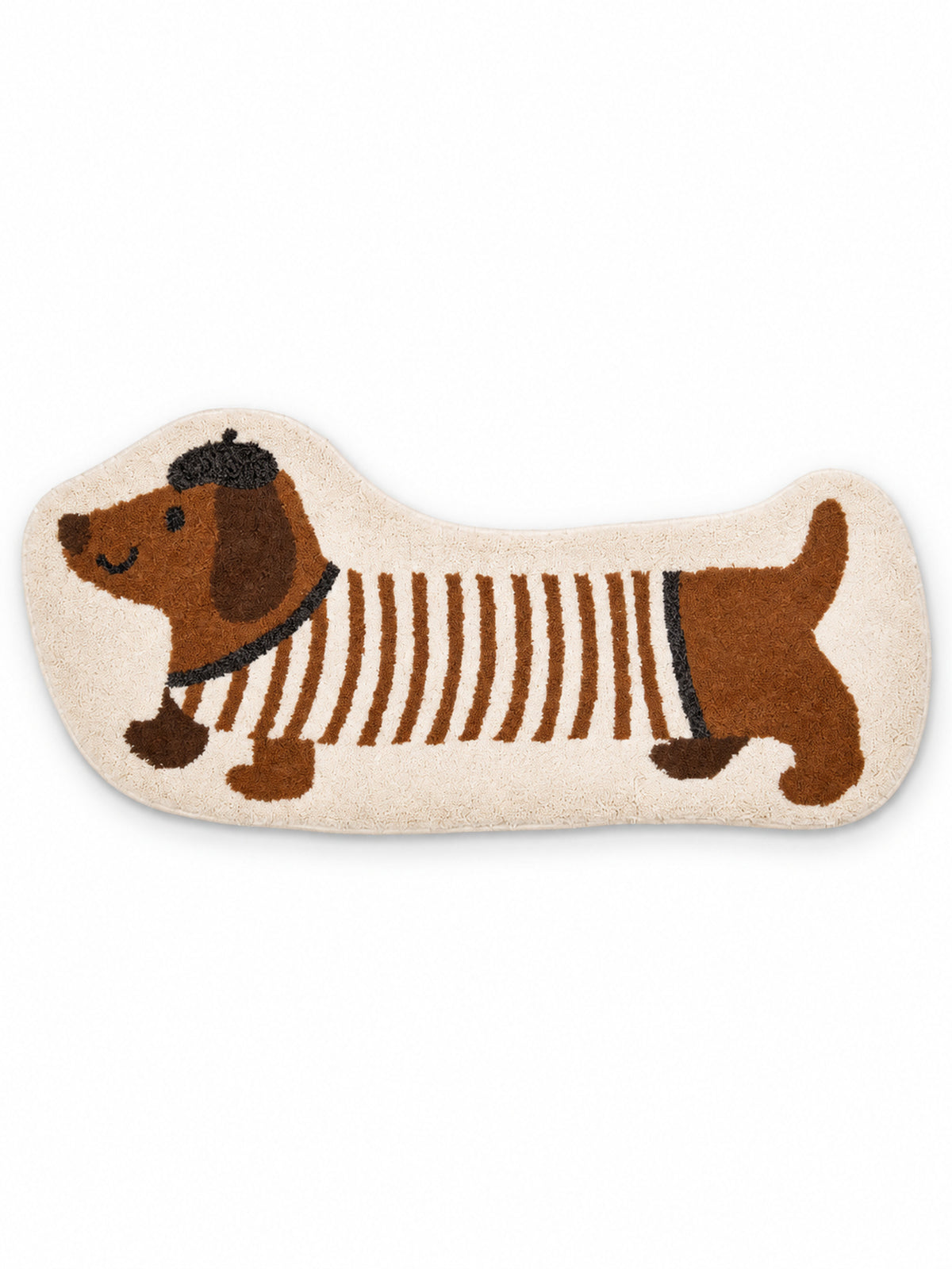 Long Dachshund Shaped Runner Rug - Spotted — white main