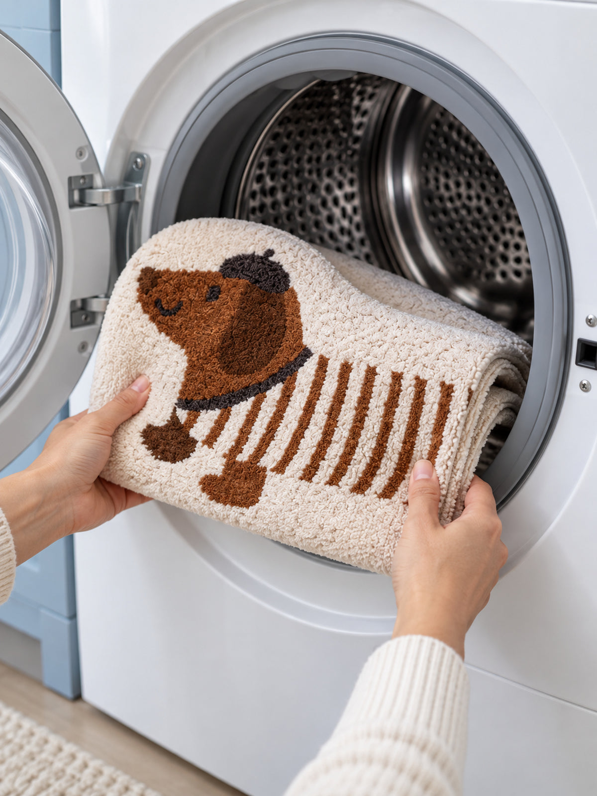 Long Dachshund Shaped Runner Rug - Spotted — machine wash