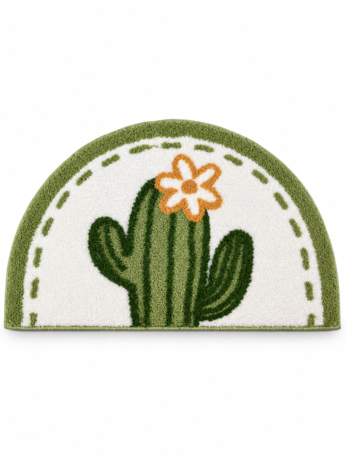 Blooming Cactus Arched Bath Mat on a white background