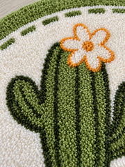 Blooming Cactus Arched Bath Mat — surface detail