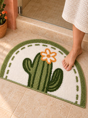 Blooming Cactus Arched Bath Mat — bathroom context detail