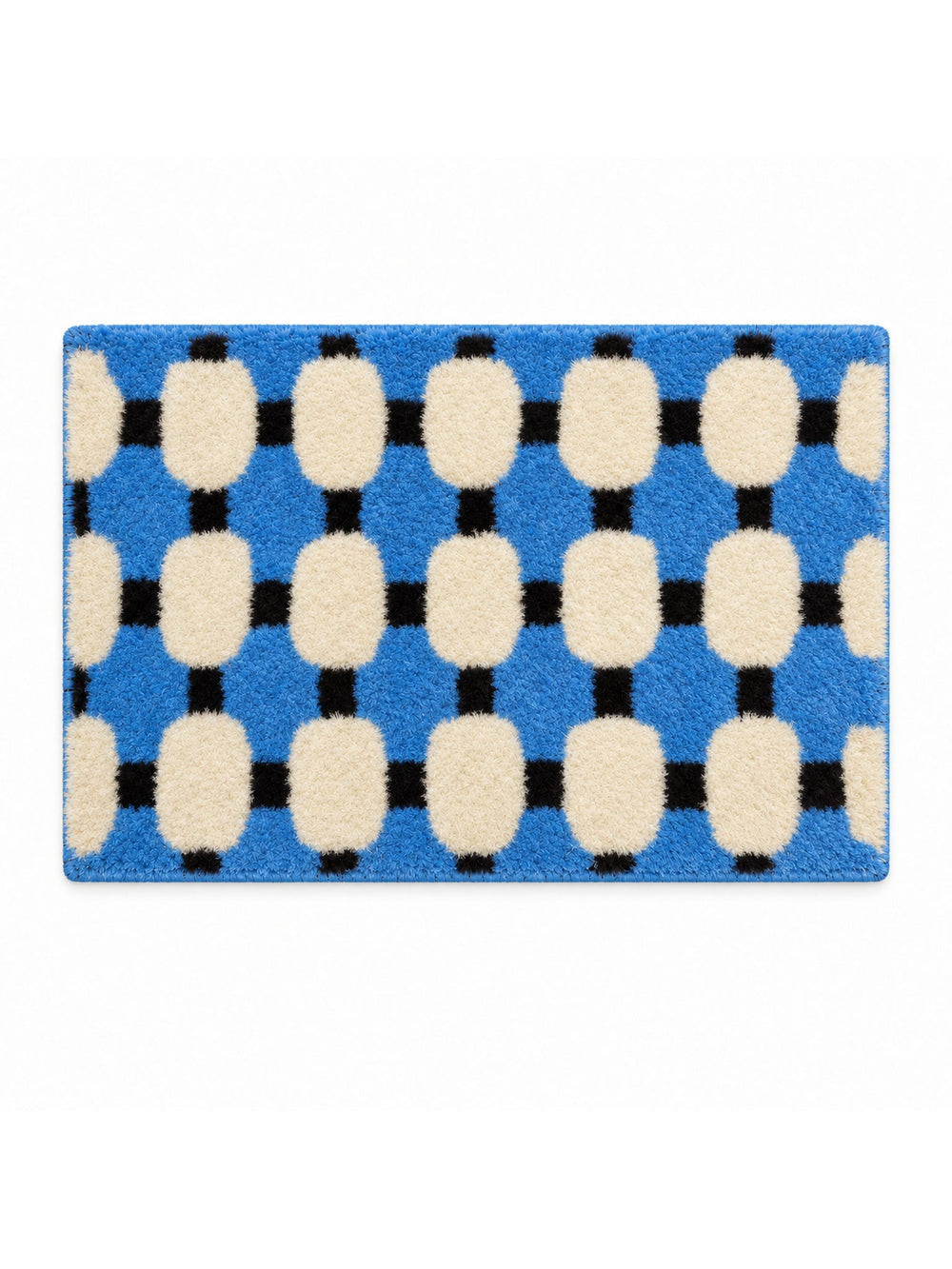 Coastal Blue Basketweave Pattern Bath Mat on a white background