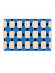Coastal Blue Basketweave Pattern Bath Mat on a white background