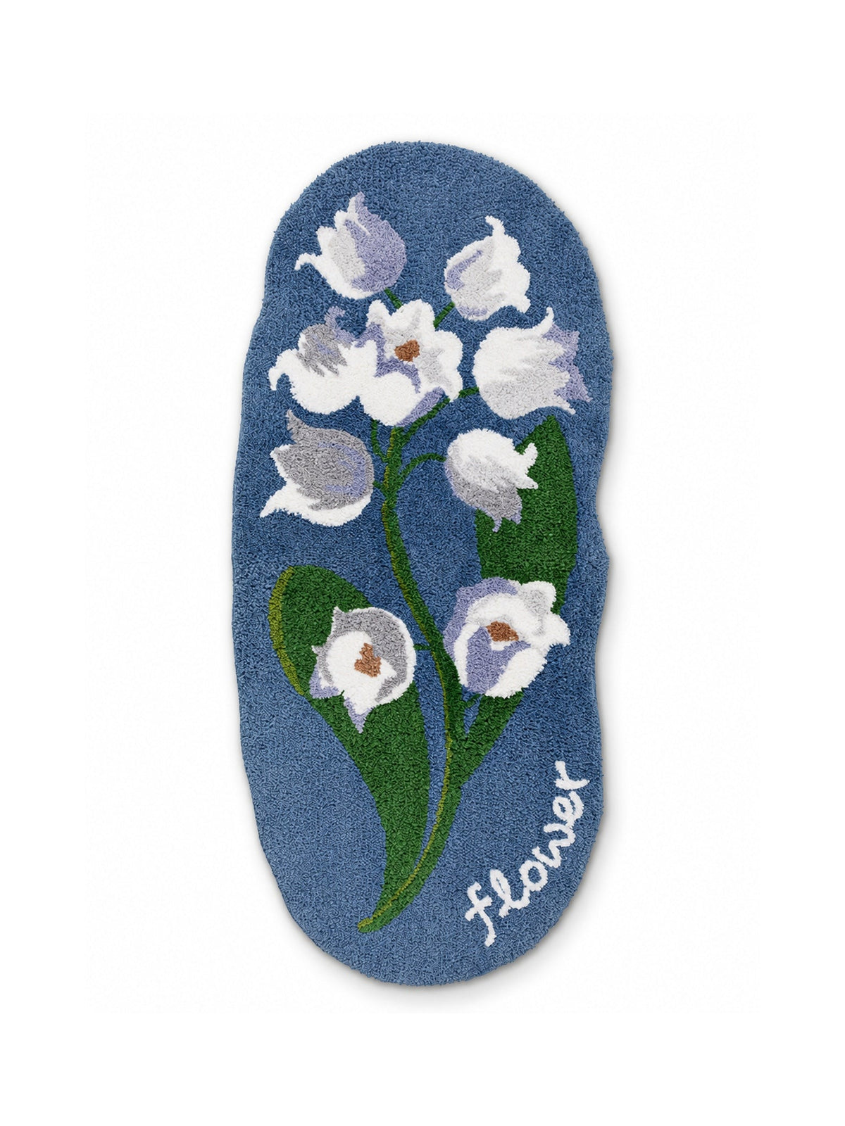 Midnight Garden Blue Floral Bath Mat on a white background