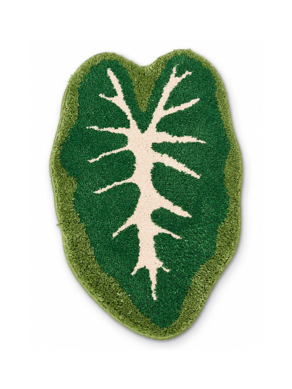 Alocasia Leaf Tropical Green Bath Mat on a white background