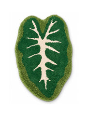 Alocasia Leaf Tropical Green Bath Mat on a white background