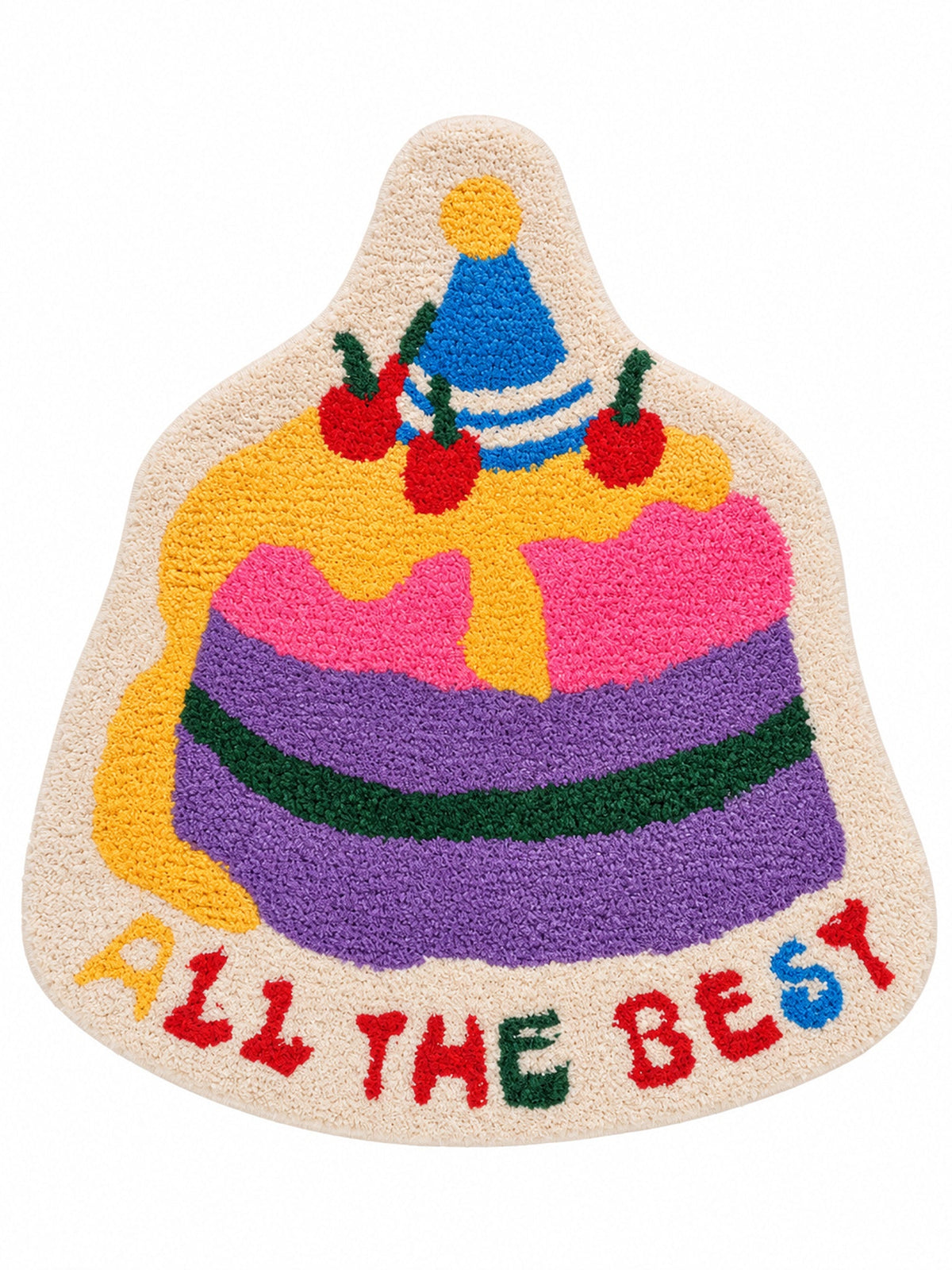 Best Wishes Cake Shaped Bath Mat on a white background