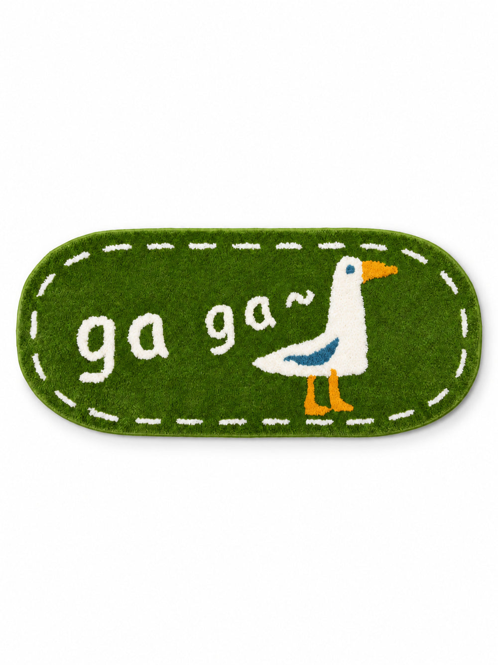 Goose Talk Green Oval Bath Mat & Runner Rug on a white background