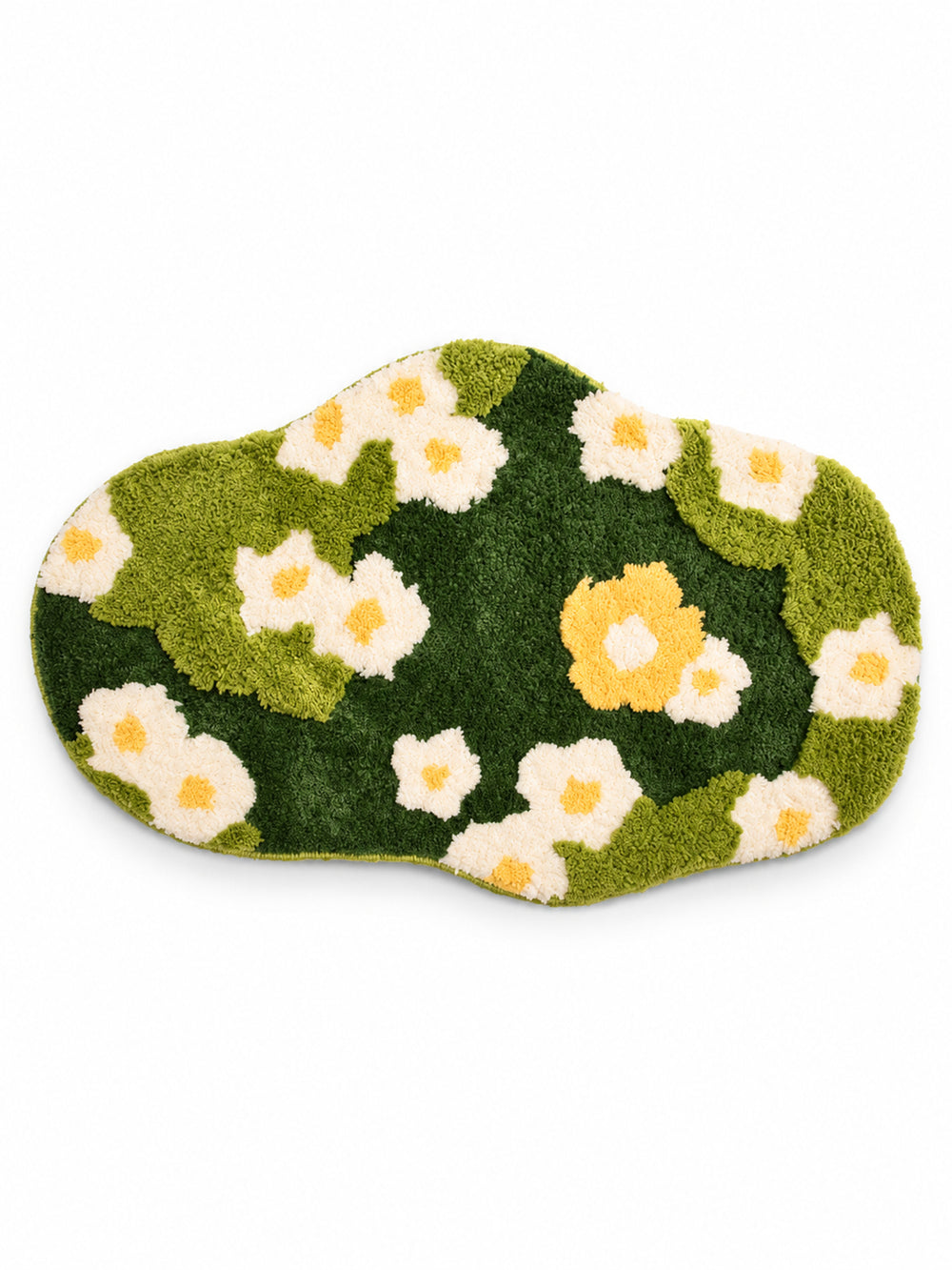 Green Daisy Meadow floral mat, 50 x 80 cm, on a white background.