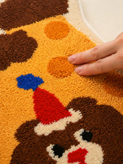 Close-up of the soft microfiber surface of Party Bear Polka-Dot Bath Mat