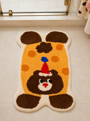 Party Bear Polka-Dot Bath Mat on a bathroom floor, shown from another angle