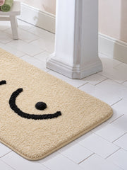 Minimal Curves Line-Art Bath Mat on a bathroom floor, shown from another angle