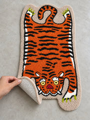 Resting Tiger Shaped Bath Mat — Textured backing