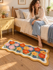 Garden Bloom Wavy Border Bath Mat — bedroom scene